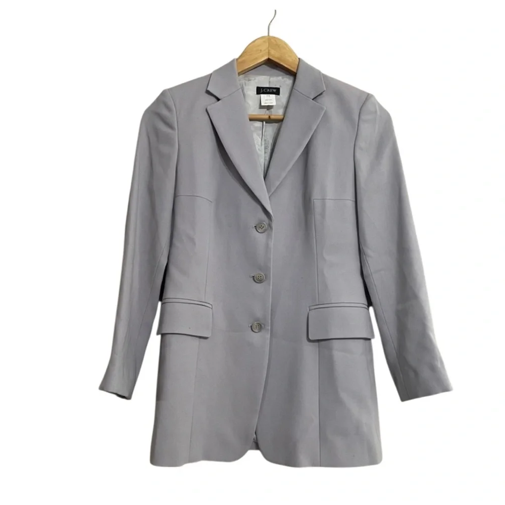 J Crew Womens Blue Gray Wool Three Button Classic Blazer‎ Jacket